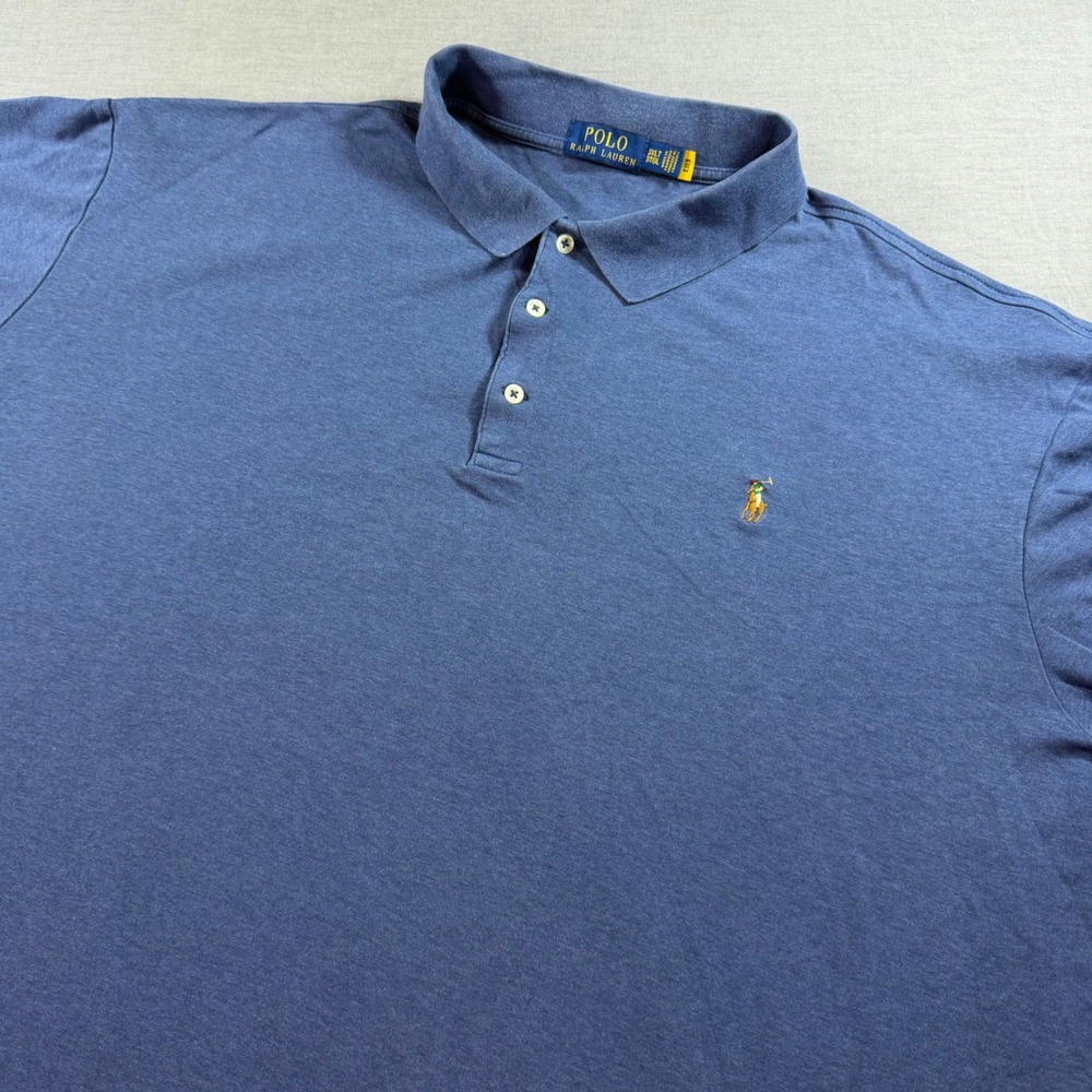 Polo Ralph Lauren Polo Shirt Mens 3XLT Blue Excellent Cotton Jersey Big & Tall